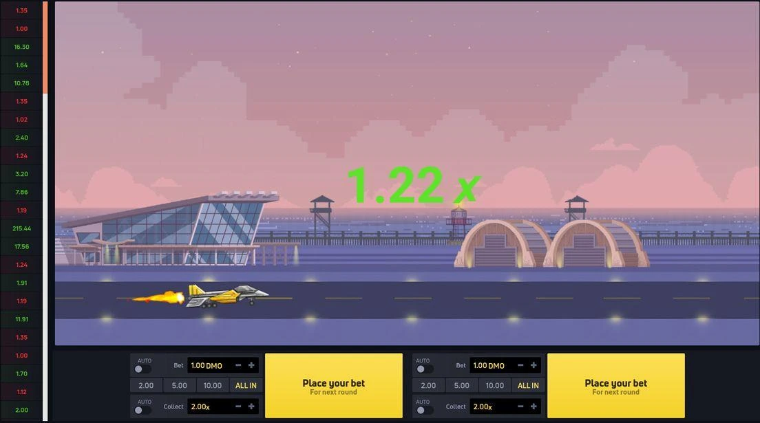 Интерфейс игры JetX на сайте 1xBet